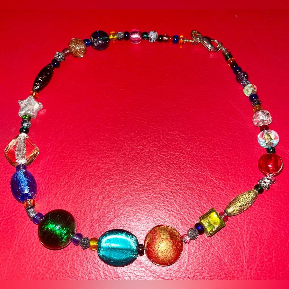 ITALY Signed Dyadema Murano Art Glass Designer Beaded Necklace